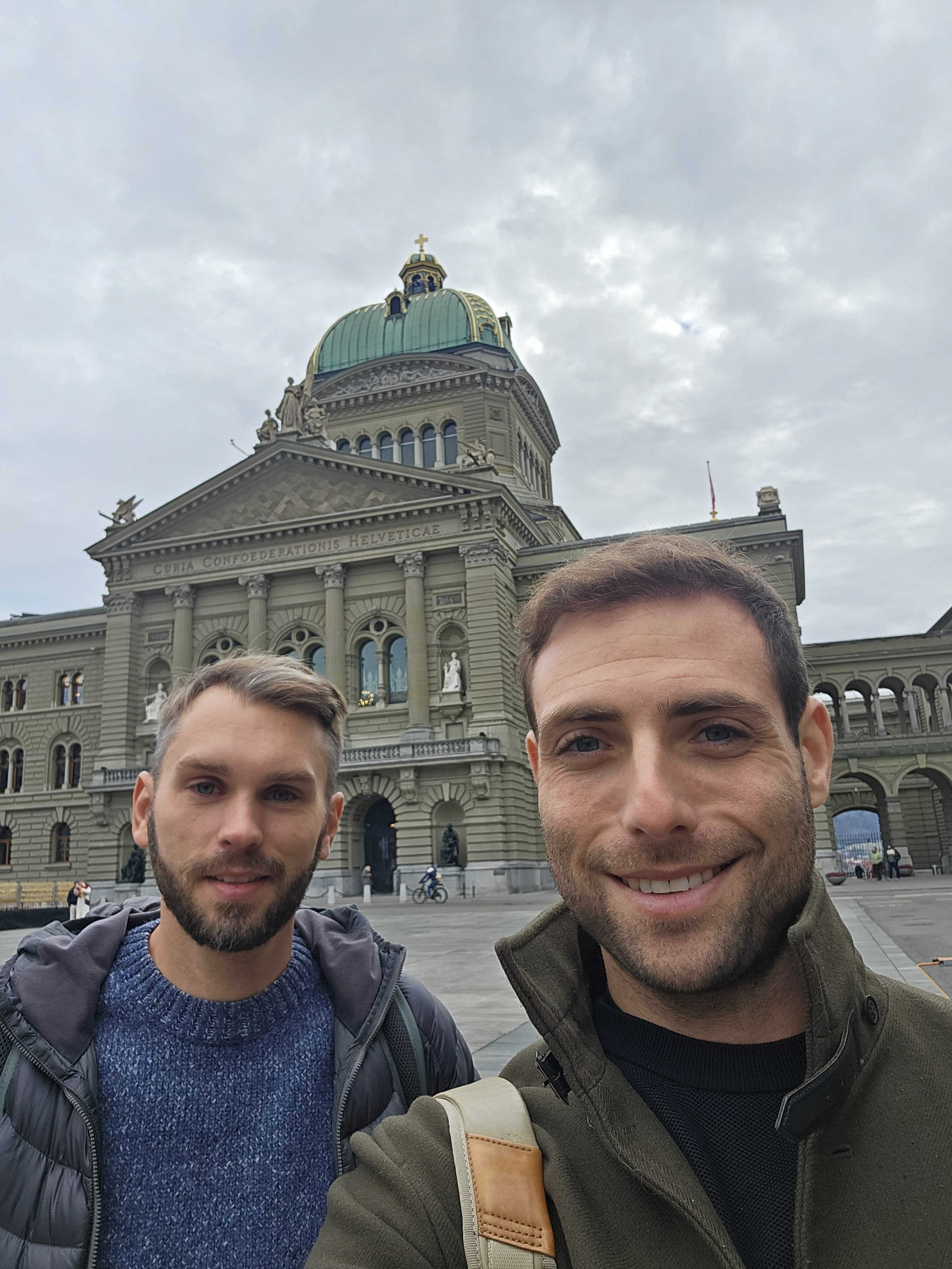 Roy and Allan at Palais Federal Bern